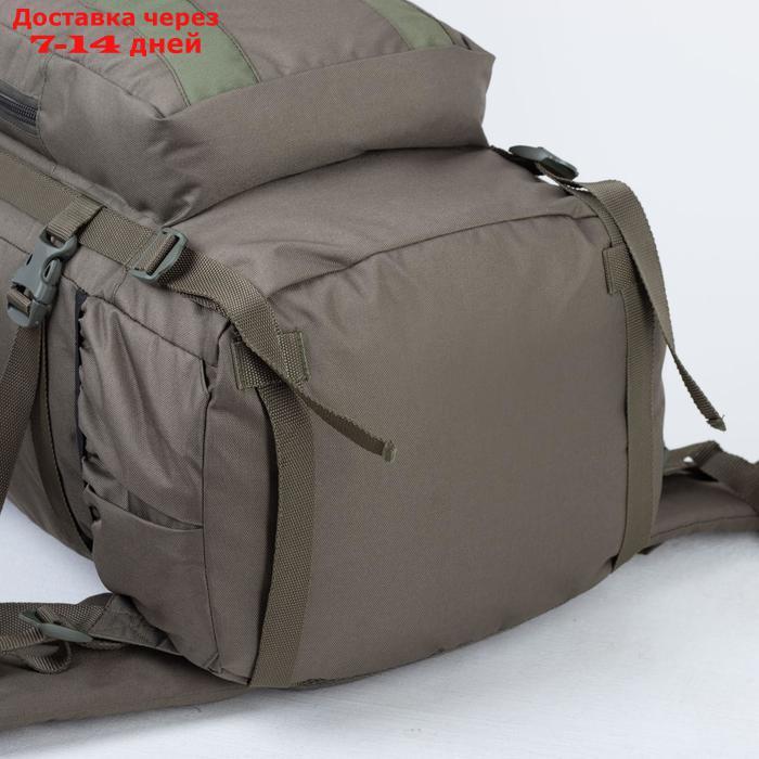 Рюкзак туристический, 60 л, отдел на шнурке, наружный карман, 2 боковые сетки, цвет оливковый - фото 3 - id-p209933360