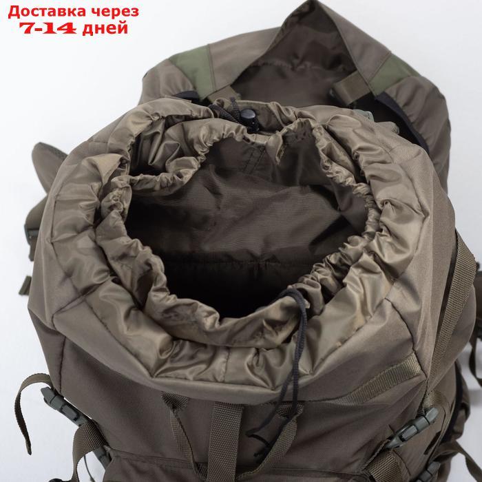 Рюкзак туристический, 60 л, отдел на шнурке, наружный карман, 2 боковые сетки, цвет оливковый - фото 5 - id-p209933360
