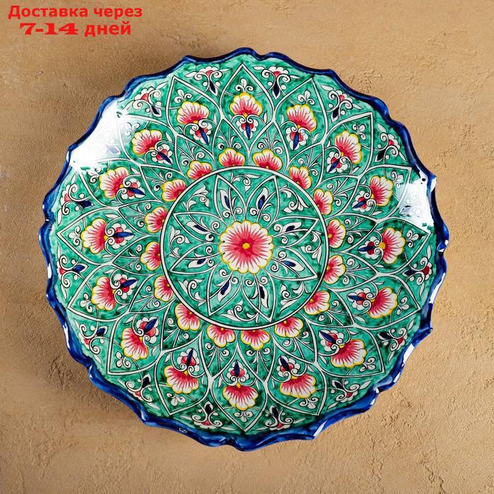 Ляган круглый рифленный Риштанская Керамика, 32 см - фото 4 - id-p209296401