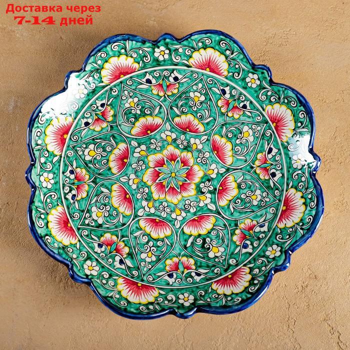Ляган круглый рифленный Риштанская Керамика, 32 см - фото 5 - id-p209296401