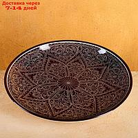 Ляган круглый Риштанская Керамика 32 см, коричневый, микс
