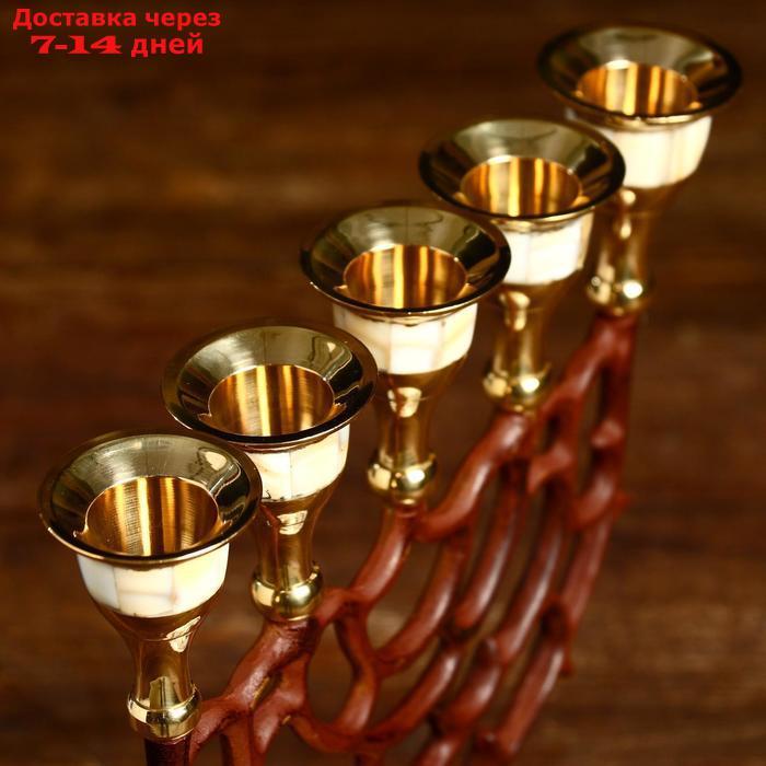 Подсвечник "Шариф" на 5 свечей, латунь, перламутр 19,5х8х18 см - фото 2 - id-p209934522