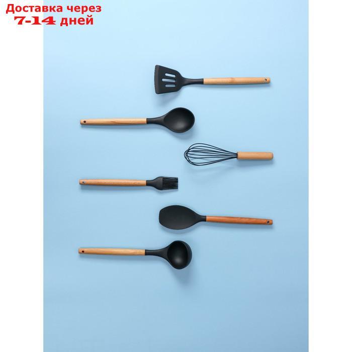 Набор кухонных принадлежностей Доляна "Лиам", 7 предметов, 33×12,5×12,5 см, цвет чёрный - фото 4 - id-p209301351