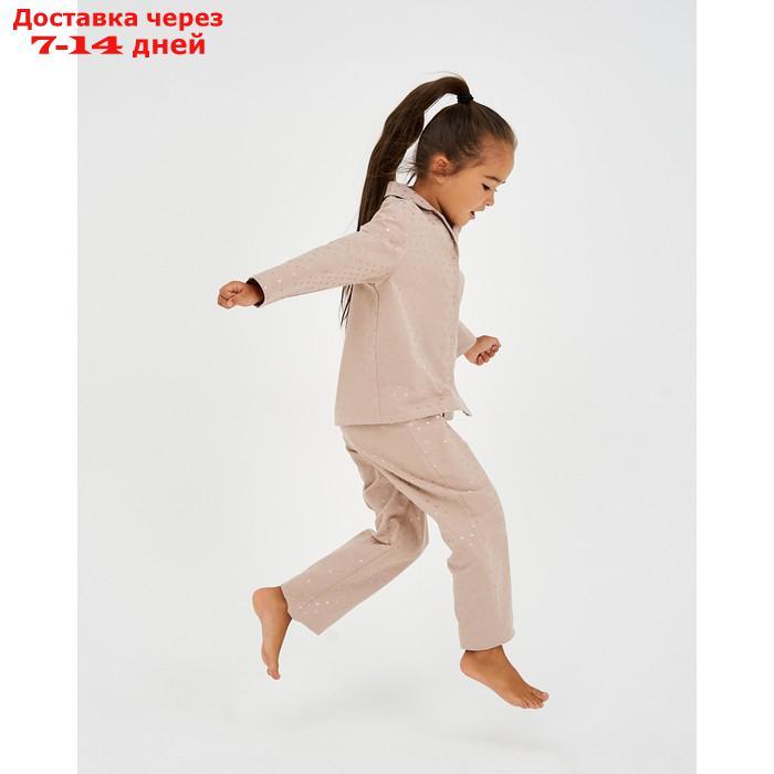 Пижама детская (рубашка, брюки) KAFTAN "Сердечки", р. 134-140, бежевый - фото 4 - id-p209934771