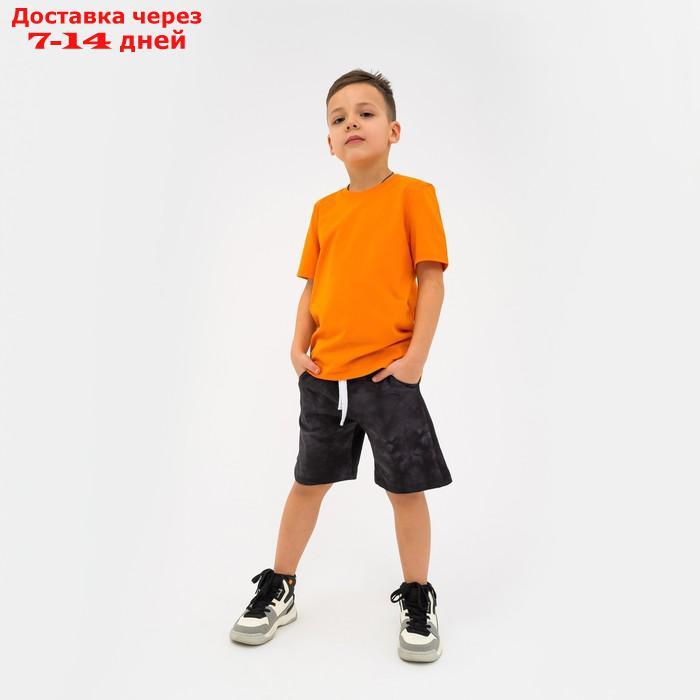 Пижама детская (футболка, шорты) KAFTAN "Trendy" р.34 (122-128), оранжевый, серый тай-дай - фото 4 - id-p209303346