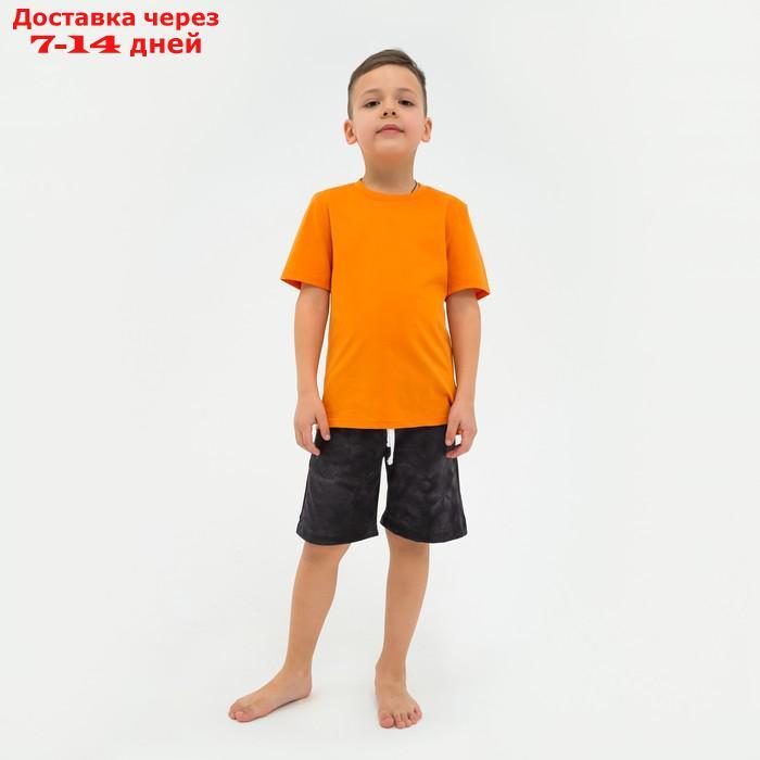 Пижама детская (футболка, шорты) KAFTAN "Trendy" р.34 (122-128), оранжевый, серый тай-дай - фото 7 - id-p209303346