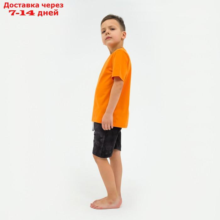 Пижама детская (футболка, шорты) KAFTAN "Trendy" р.34 (122-128), оранжевый, серый тай-дай - фото 8 - id-p209303346