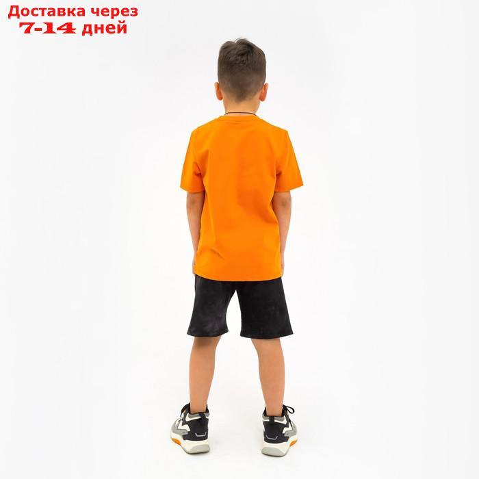 Пижама детская (футболка, шорты) KAFTAN "Trendy" р.34 (122-128), оранжевый, серый тай-дай - фото 9 - id-p209303346