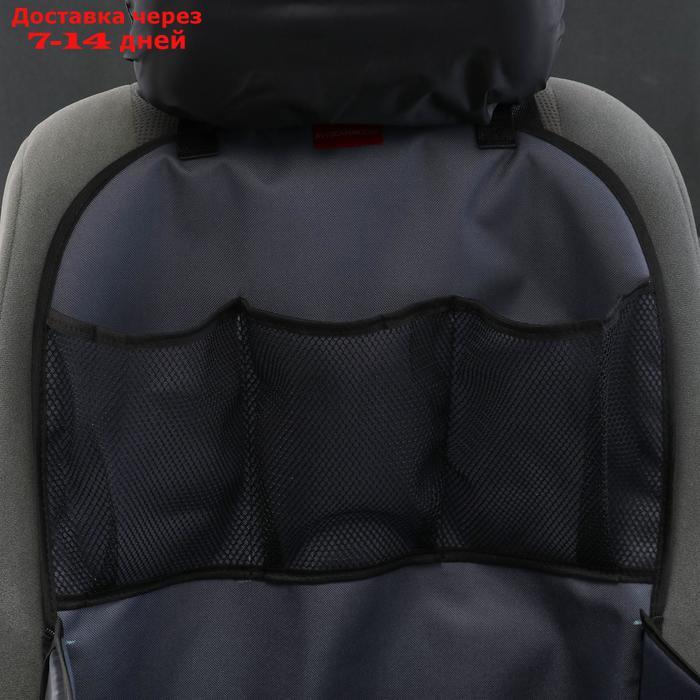Автогамак для перевозки животных на переднее сидение с дополнительными карманами, серый, 3 слоя с ПВХ600, - фото 5 - id-p209932855