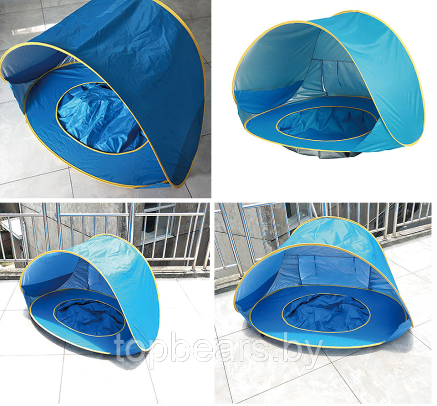 Детская палатка - домик с бассейном / Тент игровой с защитой от солнца самораскладывающийся 120 х 80 х 70 см. - фото 2 - id-p210014077