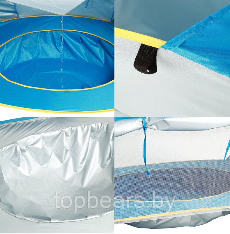 Детская палатка - домик с бассейном / Тент игровой с защитой от солнца самораскладывающийся 120 х 80 х 70 см. - фото 4 - id-p210014077