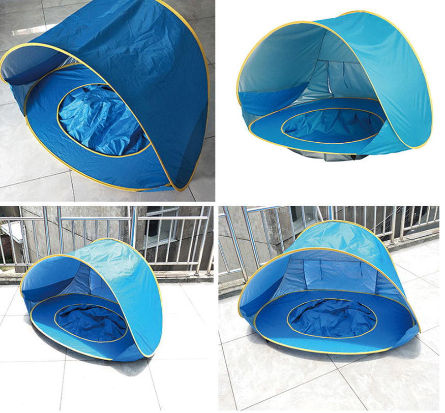Детская палатка - домик с бассейном / Тент игровой с защитой от солнца самораскладывающийся 120 х 80 х 70 см. - фото 2 - id-p210014220