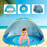 Детская палатка - домик с бассейном / Тент игровой с защитой от солнца самораскладывающийся 120 х 80 х 70 см., фото 8