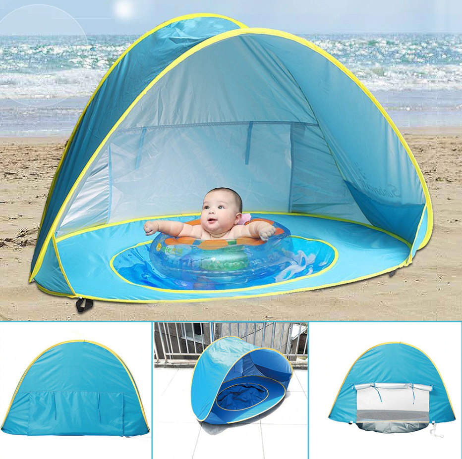 Детская палатка - домик с бассейном / Тент игровой с защитой от солнца самораскладывающийся 120 х 80 х 70 см. - фото 3 - id-p210014243