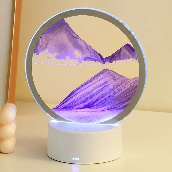 Лампа- ночник "Зыбучий песок" с 3D эффектом Desk Lamp (RGB -подсветка, 7 цветов) / Песочная картина - фото 1 - id-p208093174