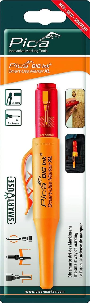 Строительный маркер для глубоких отверстий Pica BIG Ink Smart-Use Marker XL, красный - фото 3 - id-p210019596