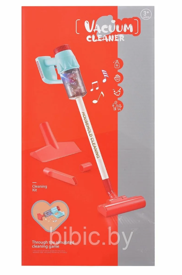 Детский игровой музыкальный пылесос для уборки ручной вертикальный, игрушечный набор хозяюшка для девочек - фото 4 - id-p210019788