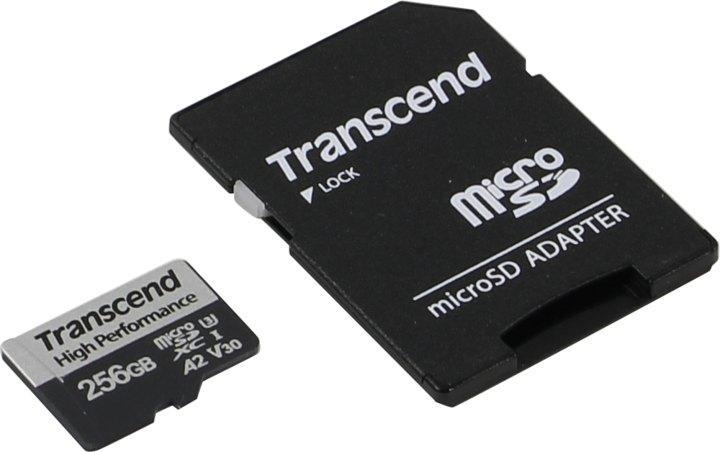 Карта памяти Transcend TS256GUSD330S 256GB microSDXC Class 10 UHS-I U3 V30 A2 R100, W85MB/s with SD adapter - фото 1 - id-p210055848