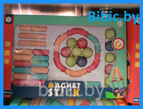 Детский магнитный конструктор Magnet Stick 36 деталей, детская развивающая игрушка шарики и палочки для детей
