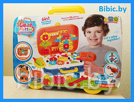 Детский игровой конструктор-мозаика  Bus Gear Platter с шуруповертом и шестеренками 6в1, для игры детей