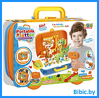 Детский конструктор-мозаика Bus Gear Platter автобус с шуруповертом и животными, детская развивающая игрушка