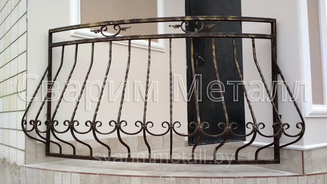 Поручни (перила) из металла, с элементами ковки, на балкон - фото 1 - id-p210097500
