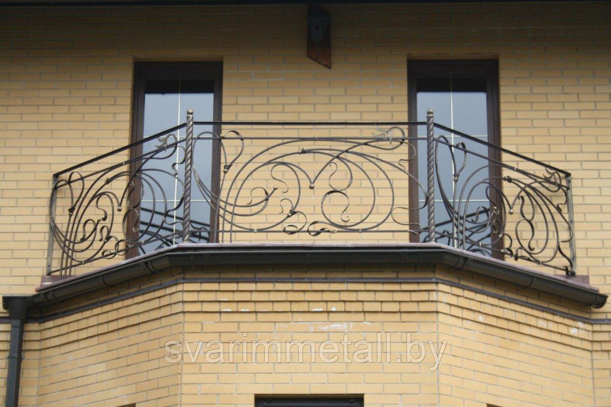 Поручни (перила) из металла, с элементами ковки, на балкон - фото 6 - id-p210097502