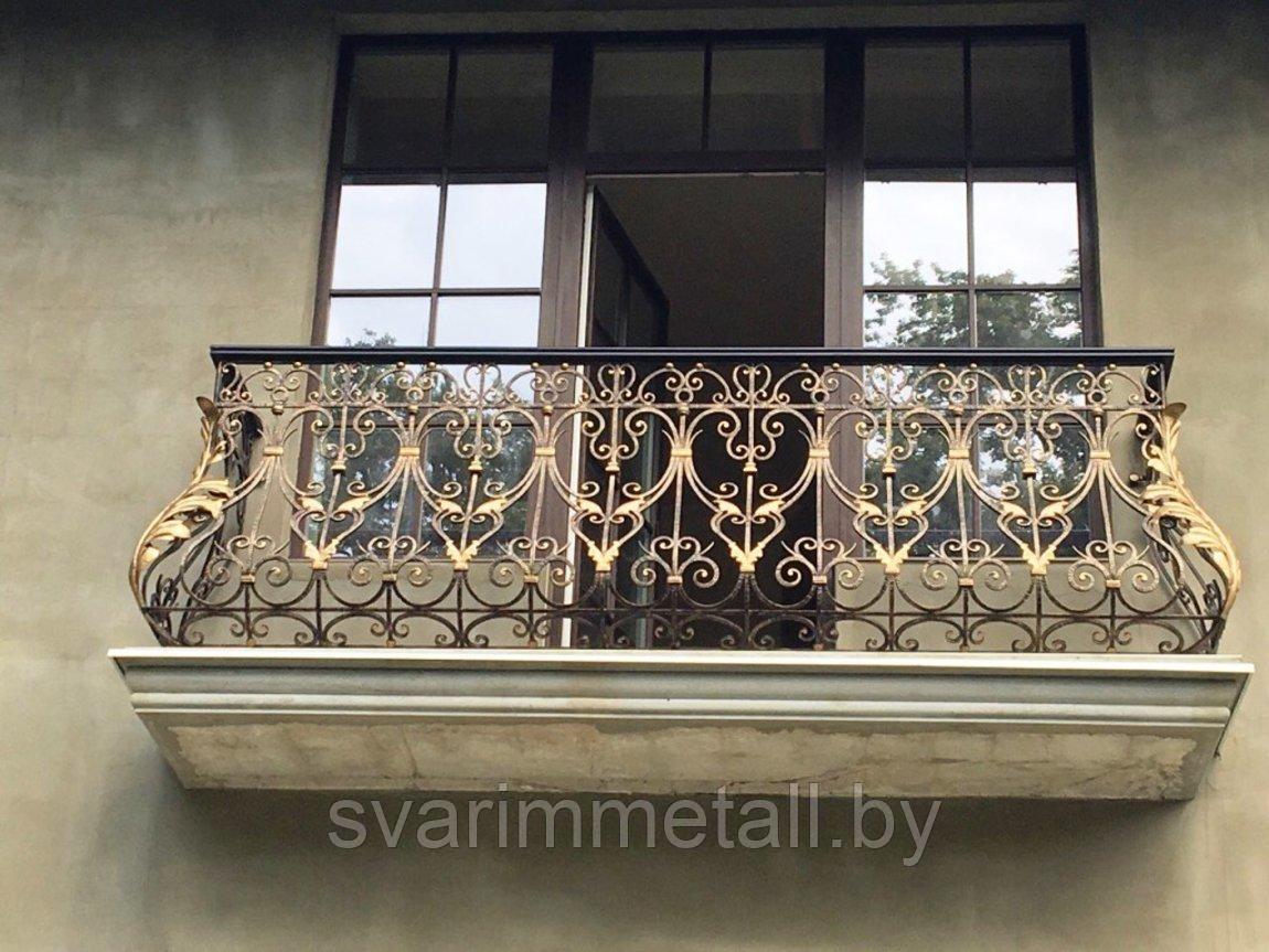Поручни (перила) из металла, с элементами ковки, на балкон - фото 10 - id-p210097502