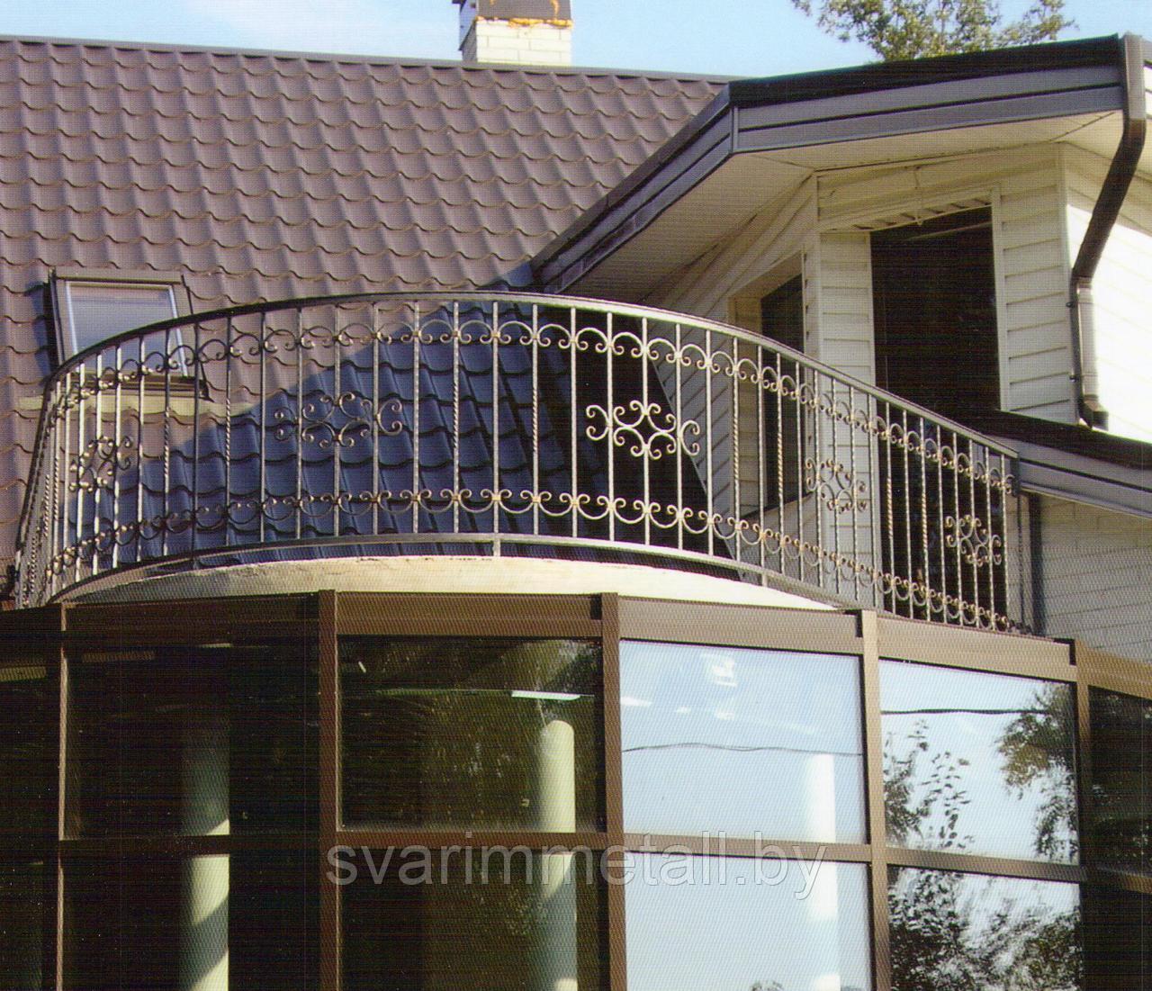 Металлические перила (поручни) с элементами ковки, на балкон - фото 2 - id-p210097513