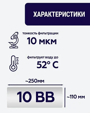 Полипропиленовый фильтр SIBERIA для корпуса 10BB, 10 мкм, 1шт, фото 2