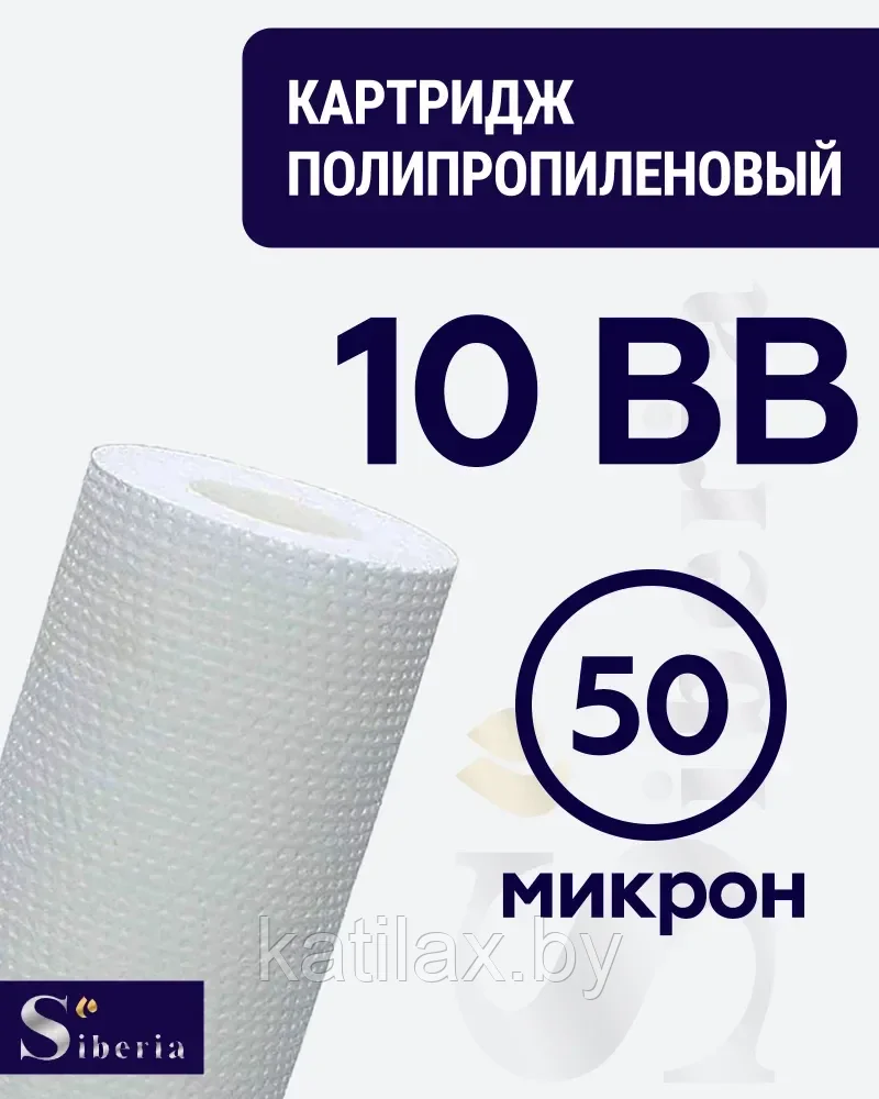 Полипропиленовый фильтр SIBERIA для корпуса 10BB, 50 мкм, 1шт - фото 1 - id-p210097653