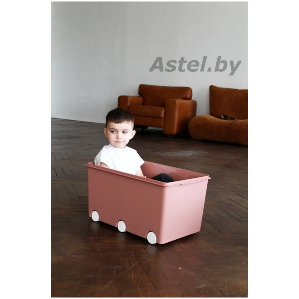 Детский ящик для игрушек TEGA BABY на колесах, 50л Пыльная роза PW-001-123 - фото 5 - id-p210100811