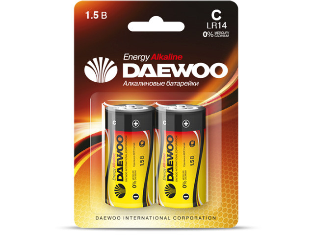 Батарейка C LR14 1,5V alkaline BL-2шт DAEWOO ENERGY - фото 1 - id-p210101936