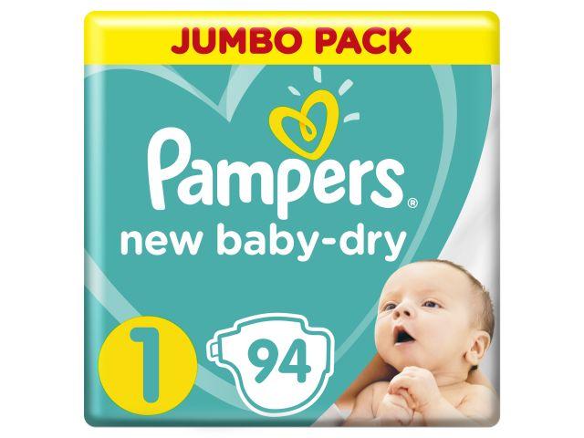 Подгузники детск. однораз. New Baby-Dry Newborn (2-5 кг) 94 шт. Pampers - фото 1 - id-p210102603