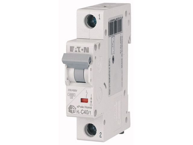 Автоматич. выключатель Eaton HL-C40/1, 1P, 40A, тип C, 4.5кA, 1M - фото 1 - id-p210103084