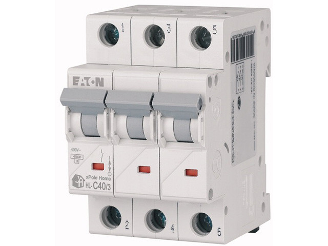 Автоматич. выключатель Eaton HL-C40/3, 3P, 40A, тип C, 4.5кA, 3M - фото 1 - id-p210103097