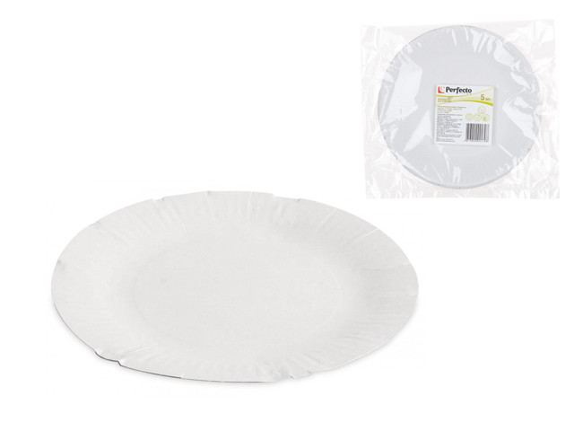 Набор тарелок бумажных биоразлагаемых d 170 мм, 5 шт, серия ECO, PERFECTO LINEA - фото 1 - id-p210103215