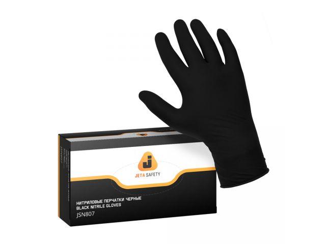 Перчатки нитриловые ультрапрочные, р-р 9/L черные, (уп. 100 шт.), Jeta Safety - фото 1 - id-p210103232
