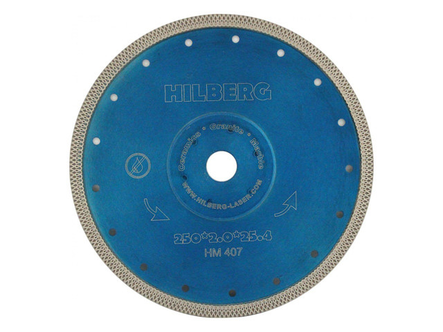 Алмазный круг 250х25,4/22,23 мм по керамике сплошн.ультратонкий Turbo HILBERG - фото 1 - id-p210103893