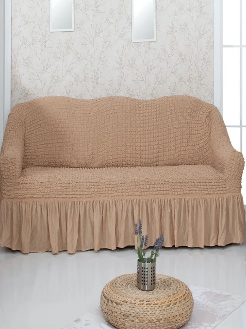 Чехол на диван с оборкой, диван трехместный на резинке, универсальный.Супер-цена! - фото 4 - id-p210105051