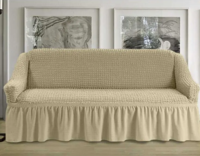 Чехол на диван с оборкой, диван трехместный на резинке, универсальный.Супер-цена! - фото 3 - id-p210105083