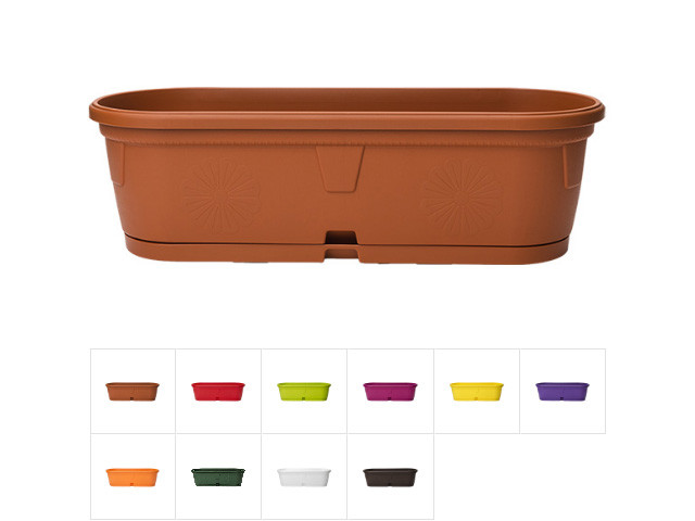 Ящик балконный для цветов Gerber (Гербера) 35x12,5 см с поддоном, DRINA (цвета в ассортименте) - фото 1 - id-p210110573