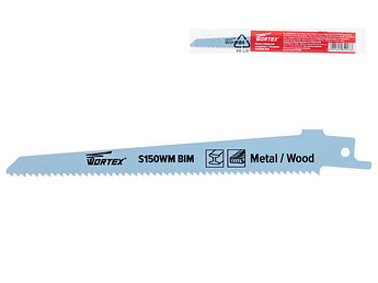 Пилка сабельная по дереву с гвоздями S150WM (1 шт.) WORTEX (пропил прямой, тонкий, для базовых работ)