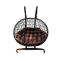 Кресло-кокон подвесное двухместное "Магна" коричневое с  коричневой подушкой