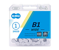 Цепь KMC B1 Wide RB, 1ск (1/2" x 1/8"), 112зв., RB, с замком, в уп.