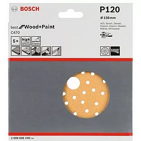 Шлифкруг 150 мм BOSCH 5 шлифлистов Best for Wood+Paint Multihole Ø K120