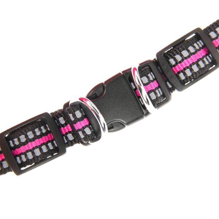 Шлейка супермягкая со светоотражающей прошивкой, обхват 48-54 см, розовая - фото 3 - id-p210188496