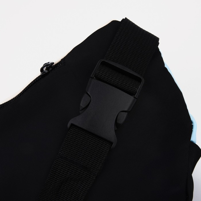 Сумка на одно плечо на молнии, 2 наружных кармана, цвет голубой/чёрный - фото 4 - id-p210188683