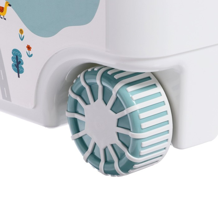 Ящик для игрушек на колесах «Путешествие», с декором, 685 × 395 × 385 мм, цвет светло-голубой - фото 7 - id-p210189751