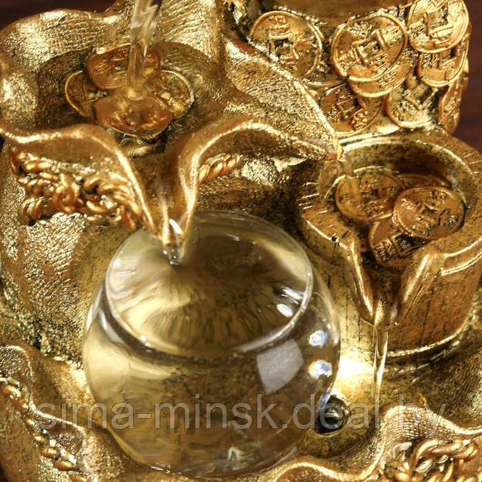 Фонтан настольный от сети, подсветка "Мешок с золотыми монетами" золото 21х15х12 см - фото 6 - id-p210190594